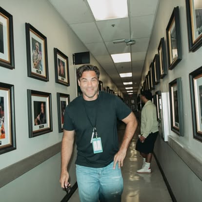 Backstage hallway at a performance venue